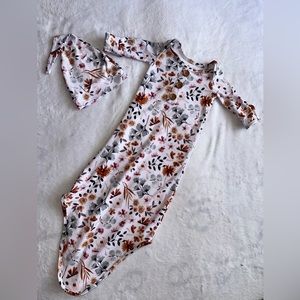 Newborn - Caden Lane - LORELAI'S FLORAL NEWBORN BABY KNOT GOWN & HAT SET